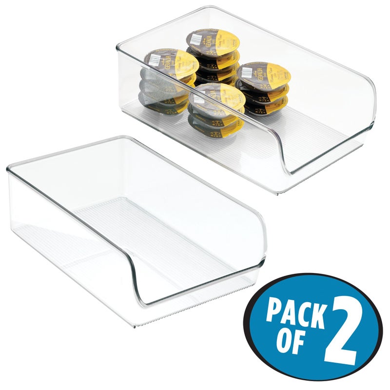 InterDesign iDesign Linus Plastic Kitchen Storage Bin, Storage Container for Pantry, Refrigerator, Freezer, 11" x 7" x 3.5", Set of 2, Clear - Image 3