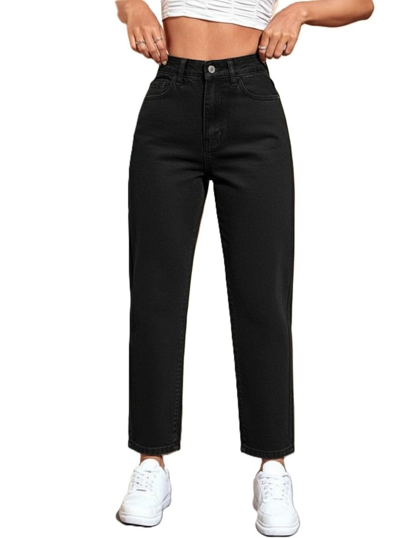 Ben Martin Mom Fit Jeans for Women || High Waist Tapered Fit Stretchable Jean's Pant for Women's || Relax Fit Carrot Jean:s || Stylish Jean,s for Woman || Casual Denim Mom Jean::s,Black 30 - Image 1