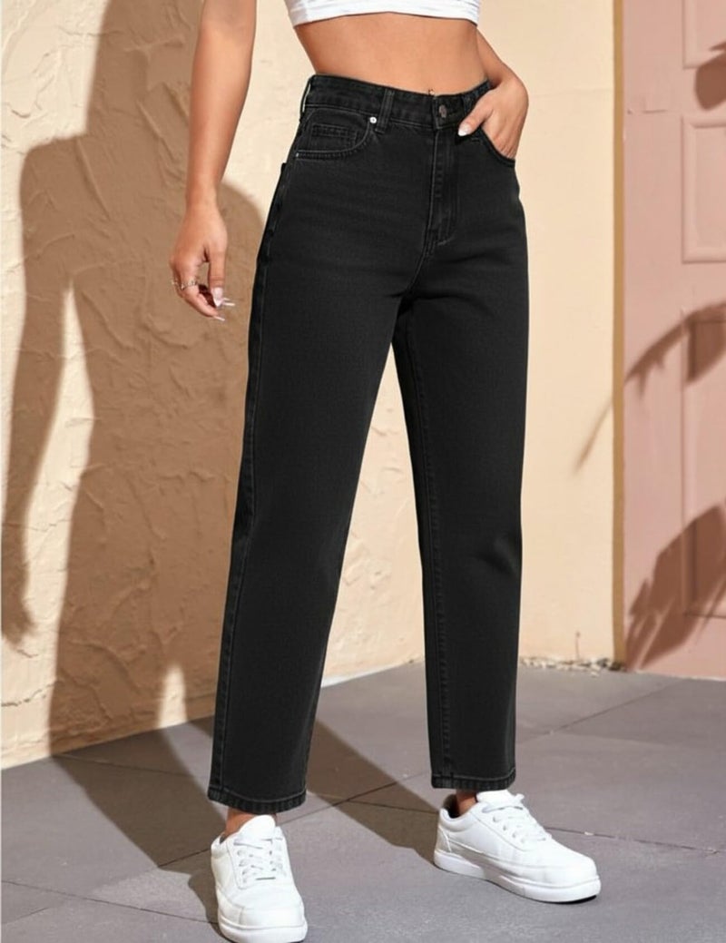 Ben Martin Mom Fit Jeans for Women || High Waist Tapered Fit Stretchable Jean's Pant for Women's || Relax Fit Carrot Jean:s || Stylish Jean,s for Woman || Casual Denim Mom Jean::s,Black 30 - Image 3