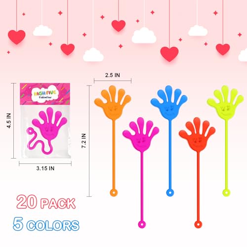 Leetous Valentines Day Gifts for Kids School 20 Pcs Non Candy Sticky Hands Toys with Exchange Cards Valentine Goodie Bag Stuffers Treats Prizes Classroom Students Party Favor Supplies for Toddlers Boy Girls - Image 5