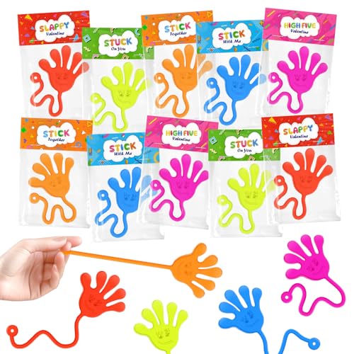 Leetous Valentines Day Gifts for Kids School 20 Pcs Non Candy Sticky Hands Toys with Exchange Cards Valentine Goodie Bag Stuffers Treats Prizes Classroom Students Party Favor Supplies for Toddlers Boy Girls - Image 1