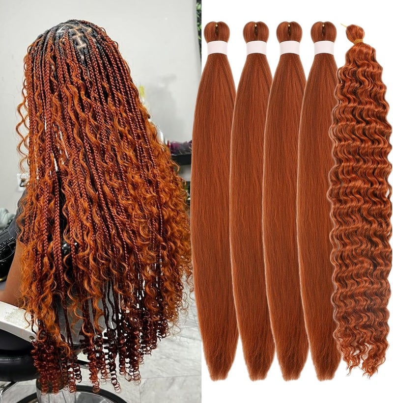 Leticia Bright Ginger Boho Braiding Hair Curly Pre Stretched Knotless Braiding Hair for Boho Braids - Image 1