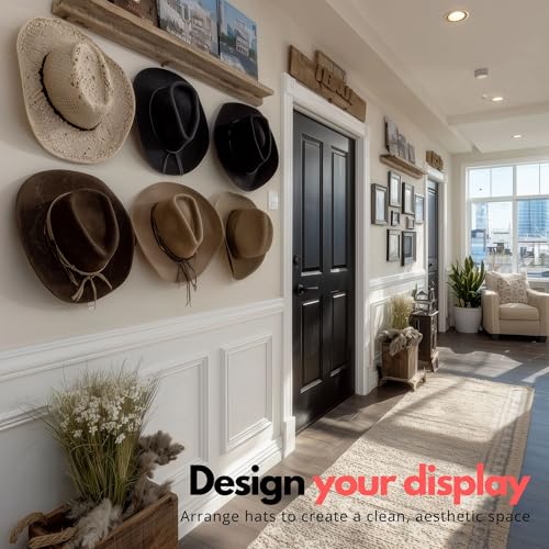 Modern JP Adhesive Cowboy Hat Hooks for Wall (6-Pack) – 3-Inch Wall Mount for Secure Hold, Wide Brim Hat Organizer, Western Room Decor – Black - Image 5