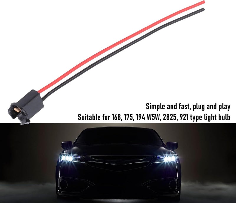 Harness Socket, Female Extension Wire Harness Adapter for T10 LED Bulbs, Durable Pre Wired Sockets for 168 175 194 Bulbs Compatible with Various - Image 5