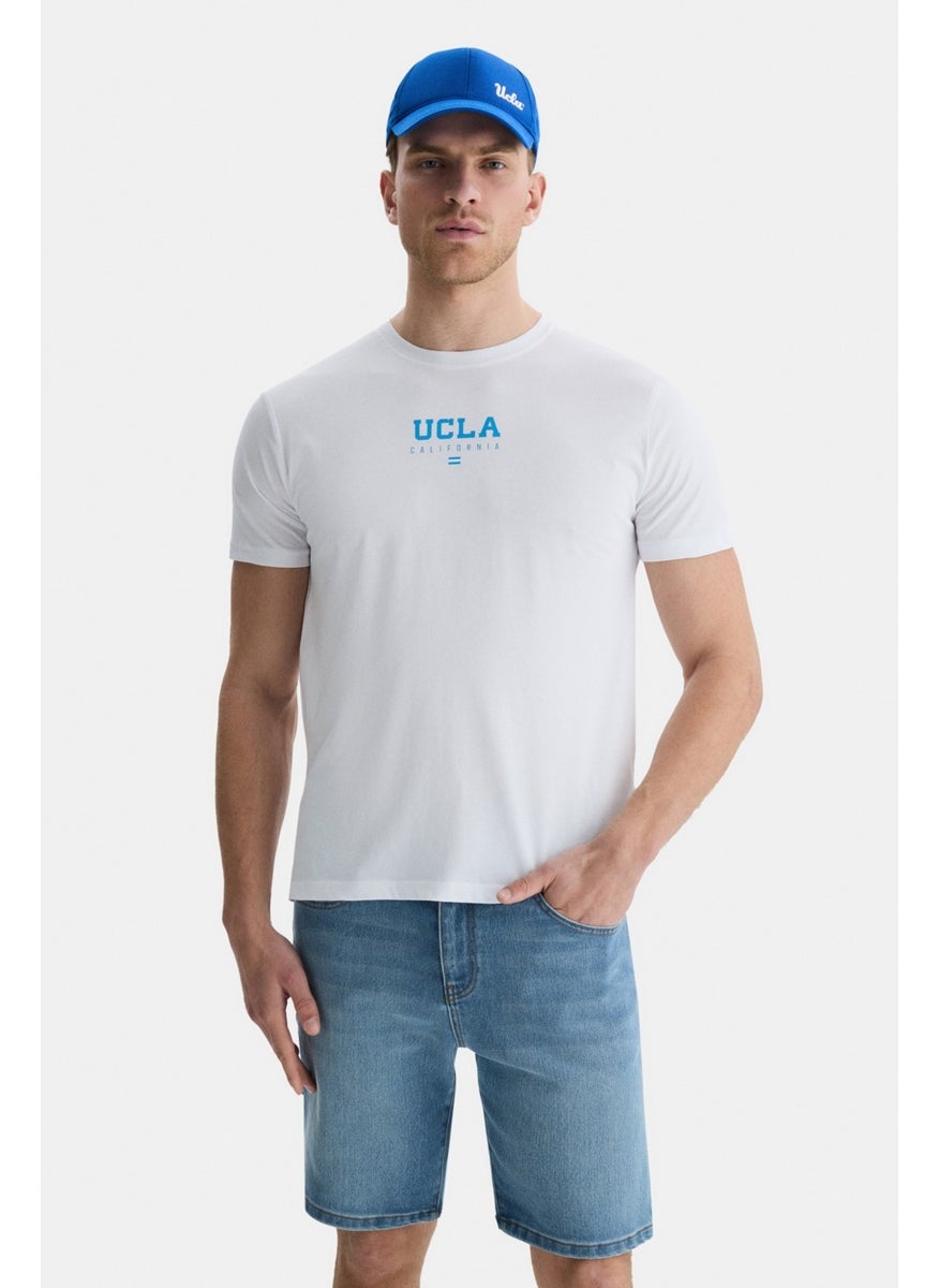 UCLA تي شيرت رجالي قياسي الشكل طراز شيرمان الأبيض ذو الرقبة المستديرة مطبوع  - Image 1