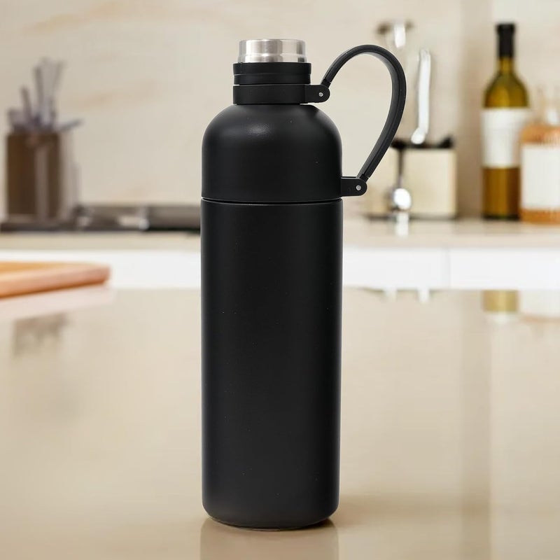 UMAI 500ml Double-Walled Vacuum Insulated Stainless Steel Water Bottle | Sipper Bottle for Kids/Adults | Hot & Cold Water Bottle for Gym, Home, Office, Travel | Black - Image 1