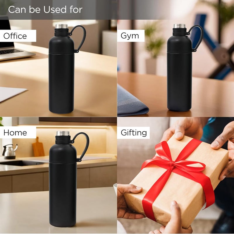 UMAI 500ml Double-Walled Vacuum Insulated Stainless Steel Water Bottle | Sipper Bottle for Kids/Adults | Hot & Cold Water Bottle for Gym, Home, Office, Travel | Black - Image 4