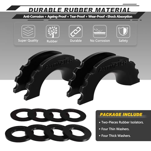 AUTMATCH D Ring Shackle Isolators Washers Kit - 2 Rubber Shackle Isolators with 8 Washers, Fits 3/4 Shackles Protect and Prevents Rattling - Shackle Cover Black - Image 2