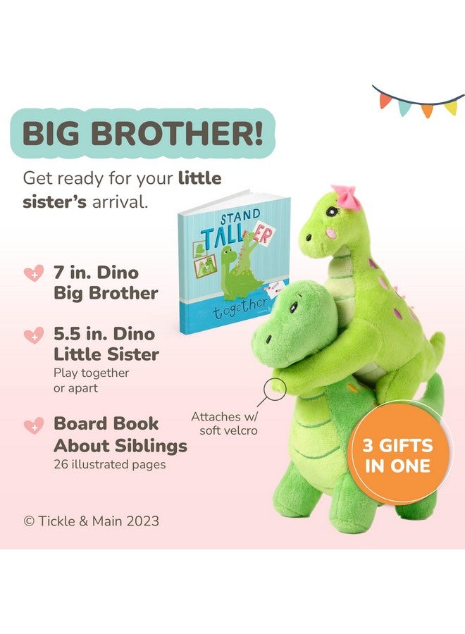 Tickle & Main هدية الأخ الأكبر الجديدة من تيكل آند مين 3 قطع للأولاد، تشمل مجموعة دمى الديناصور للأخ الأكبر/الأخت الصغيرة مع كتاب قصص، للإعلان عن أخ جديد، تعليمية وجذابة - Image 2
