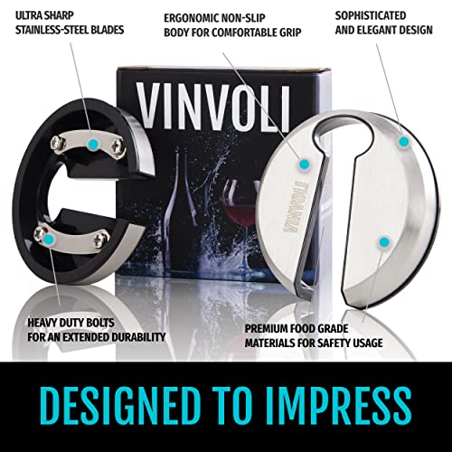 VINVOLI Wine Foil Cutter - Luxury Stainless Steel Wine Foil Cutter Tool - Foil Cutter for Wine Bottles - Wine Cutter Foil Opener Neck Label Remover - Wine Top Seal Cutter - Wine Bottle Foil Cutter - Image 3