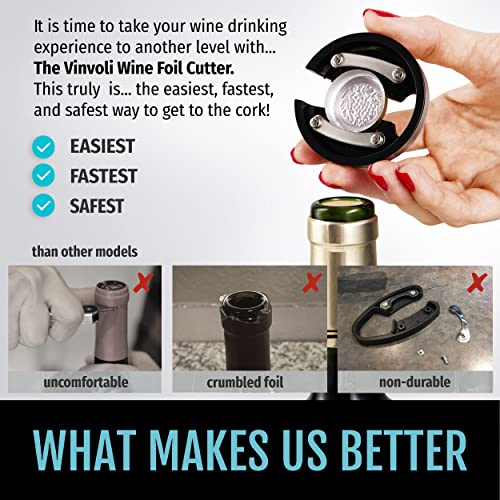 VINVOLI Wine Foil Cutter - Luxury Stainless Steel Wine Foil Cutter Tool - Foil Cutter for Wine Bottles - Wine Cutter Foil Opener Neck Label Remover - Wine Top Seal Cutter - Wine Bottle Foil Cutter - Image 5
