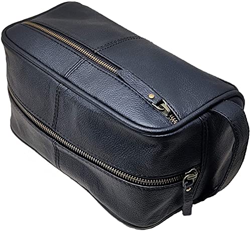 jaald Mens Large Genuine Black Luxury Leather Toiletry Bag Shower Kit Shaving And Grooming Bag For Travel Groomsmen Gift Men Women Hanging Zippered Makeup Bathroom Cosmetic Pouch Make Up Case - Image 3