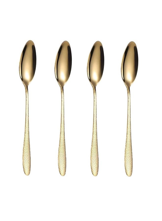 FS COOL Small Sugar Spoons for Tea Table, Demitasse Espresso Mini Stainless Steel Gold Dessert Spoons, Louise Spoon of 4, Cutlery for Dining Table, Tea and Coffee Spoon (SmallSpoon, 4pc) - Image 1