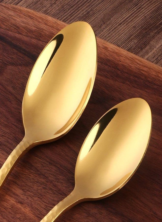 FS COOL Small Sugar Spoons for Tea Table, Demitasse Espresso Mini Stainless Steel Gold Dessert Spoons, Louise Spoon of 4, Cutlery for Dining Table, Tea and Coffee Spoon (SmallSpoon, 4pc) - Image 4