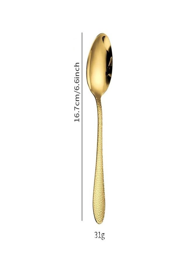 FS COOL Small Sugar Spoons for Tea Table, Demitasse Espresso Mini Stainless Steel Gold Dessert Spoons, Louise Spoon of 4, Cutlery for Dining Table, Tea and Coffee Spoon (SmallSpoon, 4pc) - Image 2