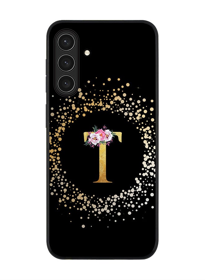 Stylizedd For Samsung Galaxy A26 5G Case,Slim fit Camera Protection, Shockproof Thin Phone cover  - Custom Monogram Floral - T ( Black ) - Image 1
