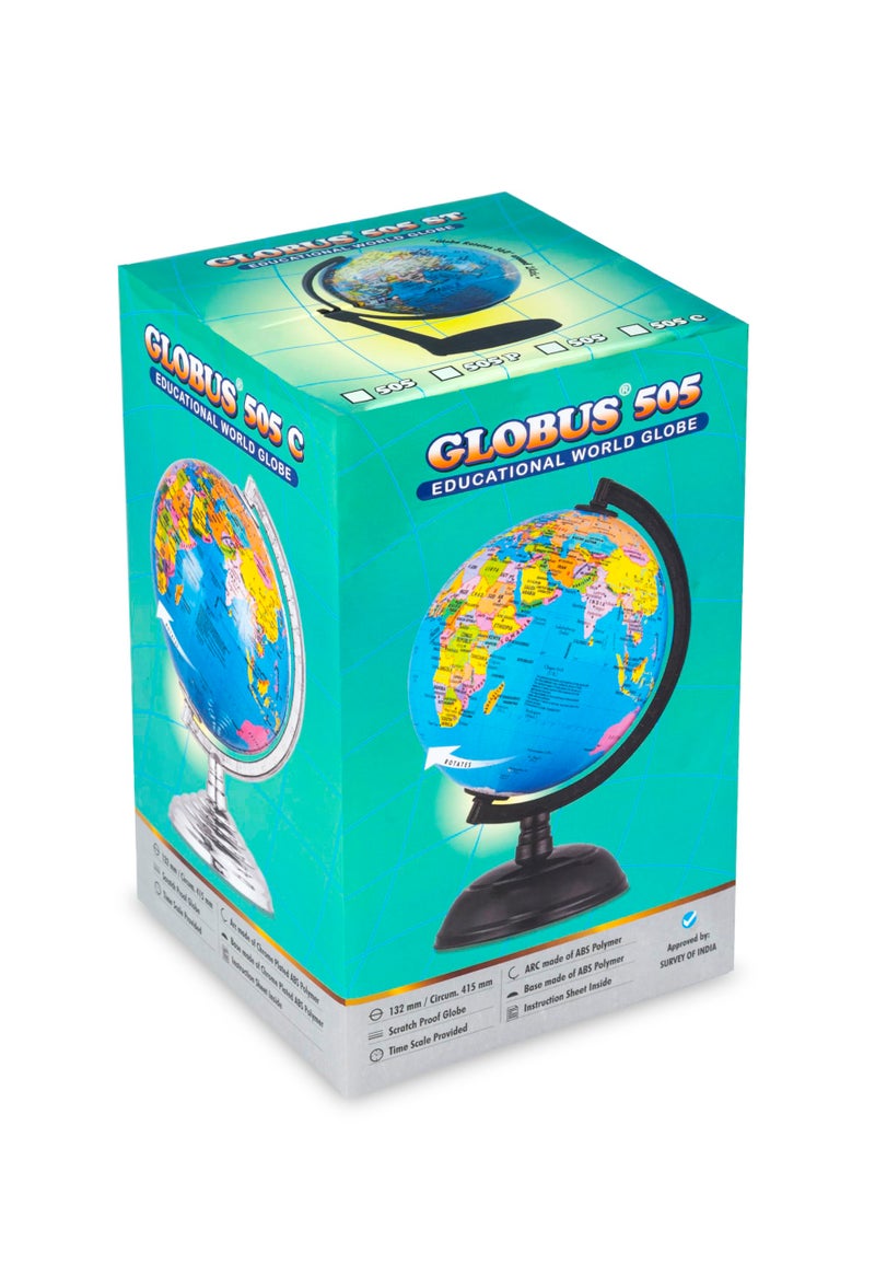 GLOBUS 505 5 Inches - 12.8 Cm Diameter and 7.9 Inches - 20 Cm Height Rotating World Globe With A.B.S Polymer Moulded Arc and Base Laminated Globe Surface with Time Scales and Informative Reading - Image 3