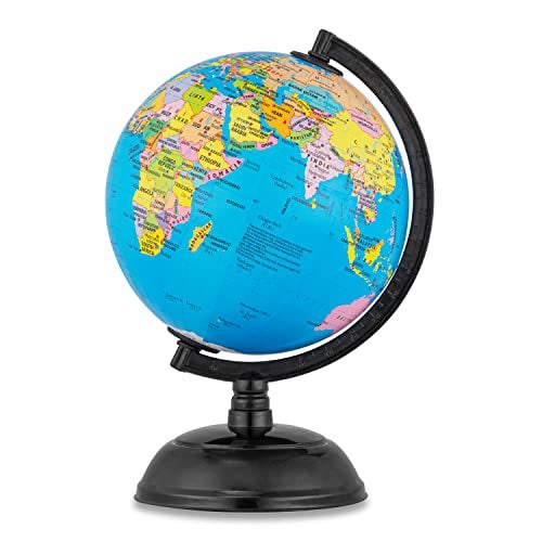 GLOBUS 505 5 Inches - 12.8 Cm Diameter and 7.9 Inches - 20 Cm Height Rotating World Globe With A.B.S Polymer Moulded Arc and Base Laminated Globe Surface with Time Scales and Informative Reading - Image 1