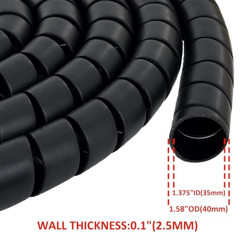 JIAXLTD Spiral Wrap Hose Cable Protector - 1.58" OD x 12' Pre-Cut Lengths-Safe Hose Protector to Avoid Wear and Extend Life for Hydraulic Pneumatic Hoses - Image 3
