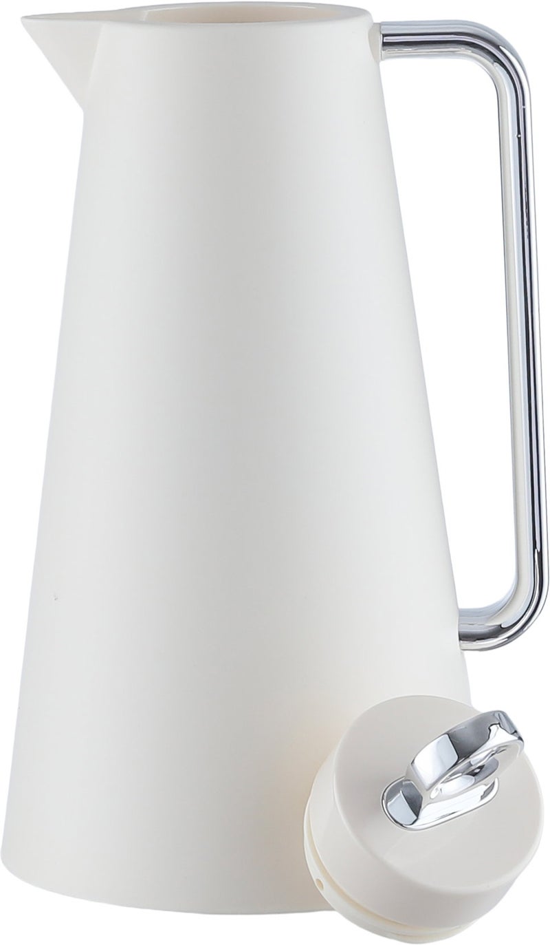 Glory Helena Thermos, 1 liter, glass inner material, silver handle, pressure cap - silver white - Image 3
