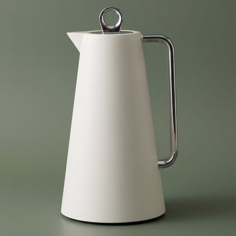 Glory Helena Thermos, 1 liter, glass inner material, silver handle, pressure cap - silver white - Image 1