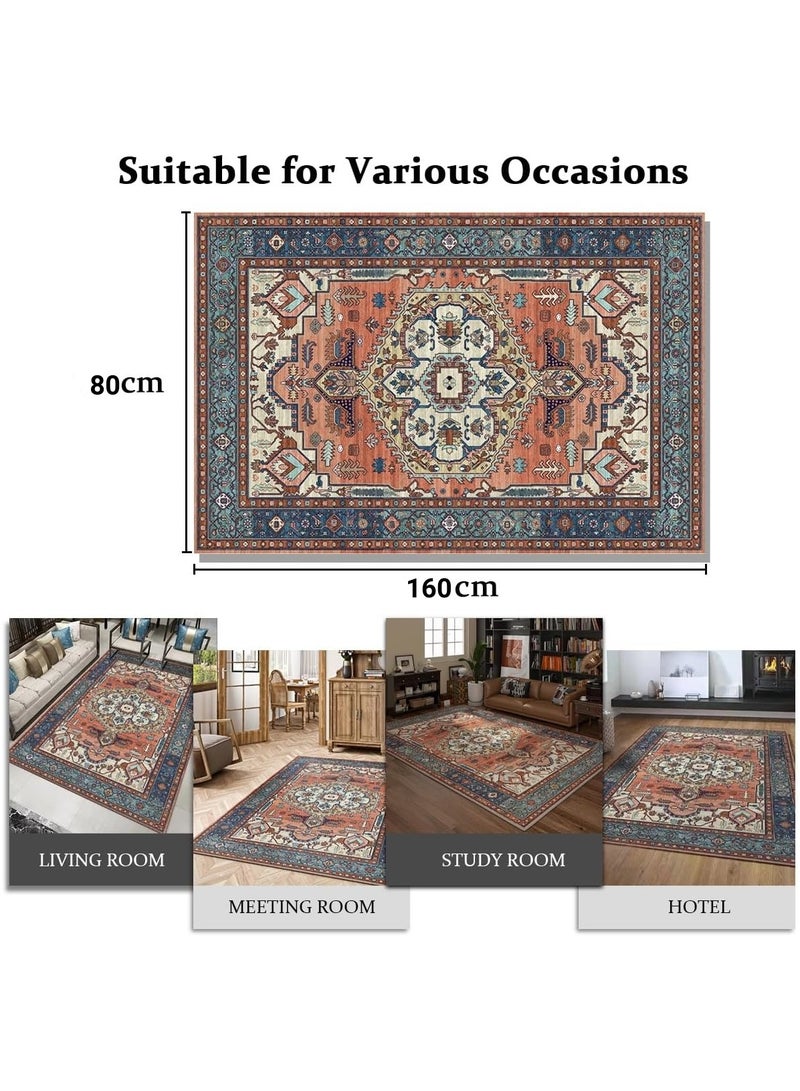 آنا سجادة فنية بوهو مقاس 80x160 سم مزودة بخاصية مقاومة الانزلاق، قابلة للغسل، مناسبة للصالون وغرف النوم والمكاتب الداخلية. - Image 4