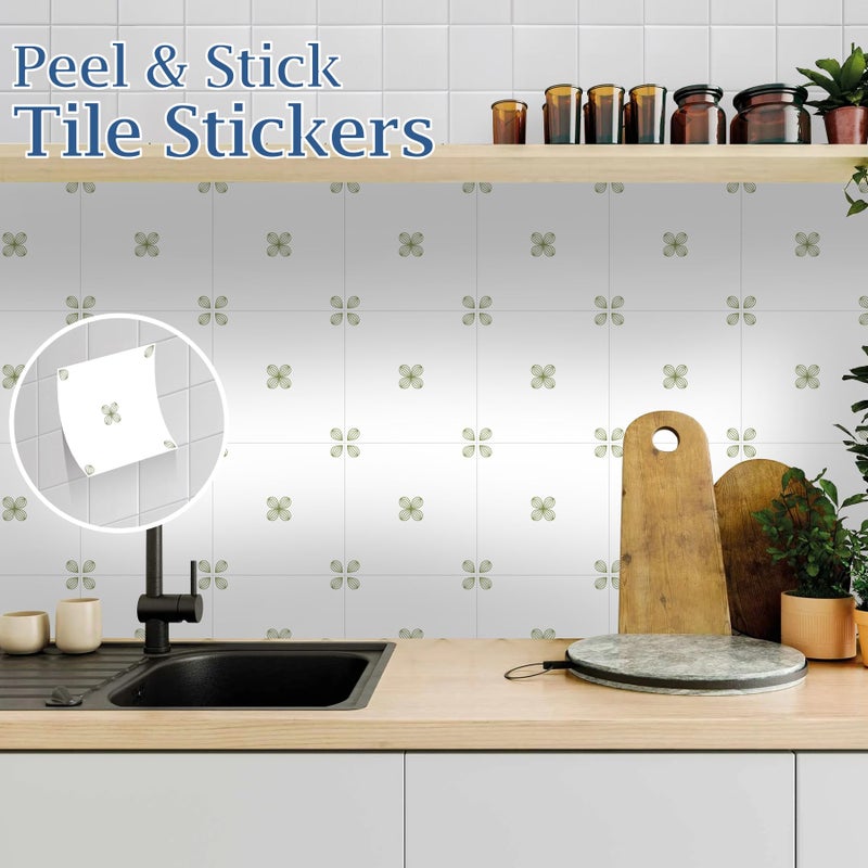 SVNOOC Peel & Stick Tile Stickers 12 PCS Self Adhesive Backsplash Decorative Wall Stickers for Kitchen Bathroom Tile Decals Waterproof & Removable 6" x 6" (Light Green) - Image 2