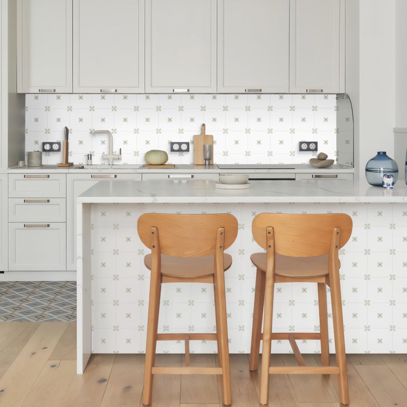SVNOOC Peel & Stick Tile Stickers 12 PCS Self Adhesive Backsplash Decorative Wall Stickers for Kitchen Bathroom Tile Decals Waterproof & Removable 6" x 6" (Light Green) - Image 3