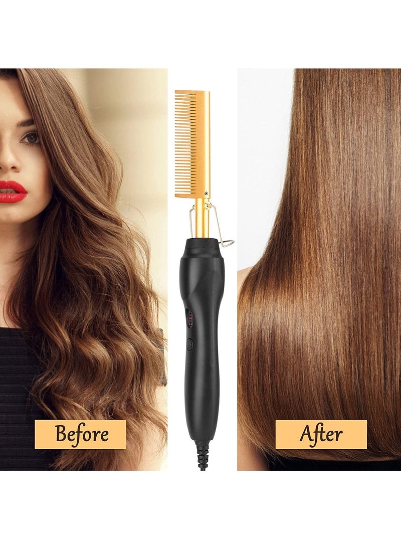 DubaiGallery Titanium Alloy Hair Straightener Electric Heat Pressing Ceramic ,Hot Curling Iron Combs, Pressing Multifunctional Copper Hair Straightener Brush Straightening Comb  - Image 3
