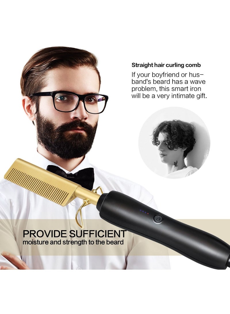 DubaiGallery Titanium Alloy Hair Straightener Electric Heat Pressing Ceramic ,Hot Curling Iron Combs, Pressing Multifunctional Copper Hair Straightener Brush Straightening Comb  - Image 4