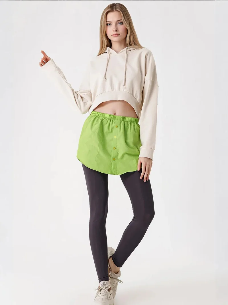 بيغ دارت هودي قصير بقصة مريحة بغطاء رأس وأزرار