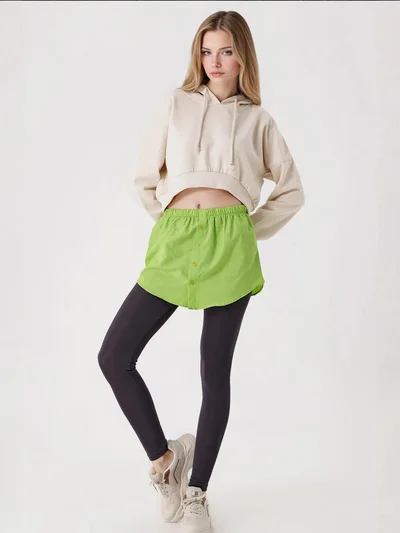 BIG DART BDART Relaxed Fit Hooded Crop Hoodie with Button Closure