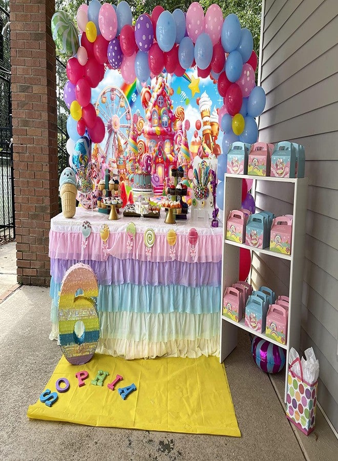 CINRAY Candyland Backdrop for Photography 7x5FT Cartoon Rainbow Lollipop Icecream Sweet Donut Candy Background for 1st First Birthday Party Decorations Photo Props - Image 5
