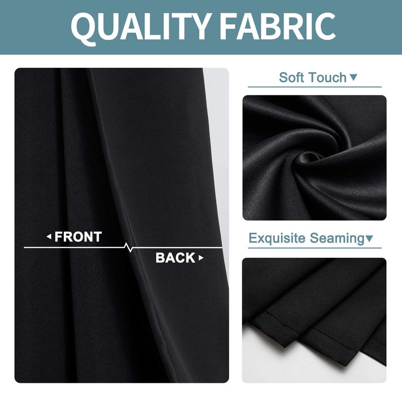 ChrisDowa Grommet Blackout Curtains for Bedroom and Living Room - 2 Panels Set Thermal Insulated Room Darkening Curtains (Black, 52 x 63 Inch) - Image 3