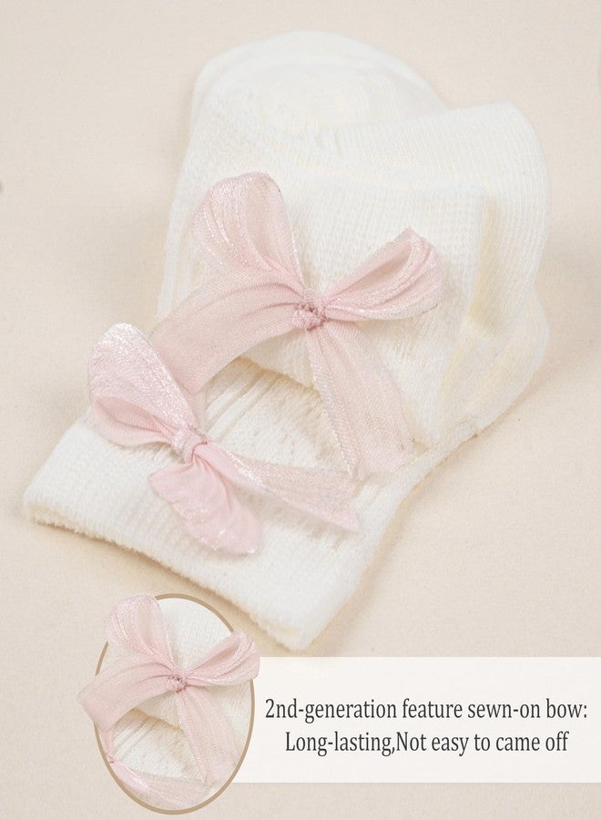 VIAOKUTH Baby Girls Socks with Bow 2nd-generation Breathable Mesh Newborn Cotton Cute Princess Socks for Toddler Infant 0-6 Months - Image 4