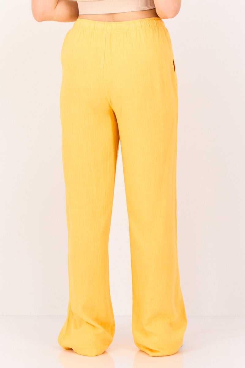 Don't Call Me Jennyfer Women Regular Fit Heather Wide Leg Pants, Orange - Image 3