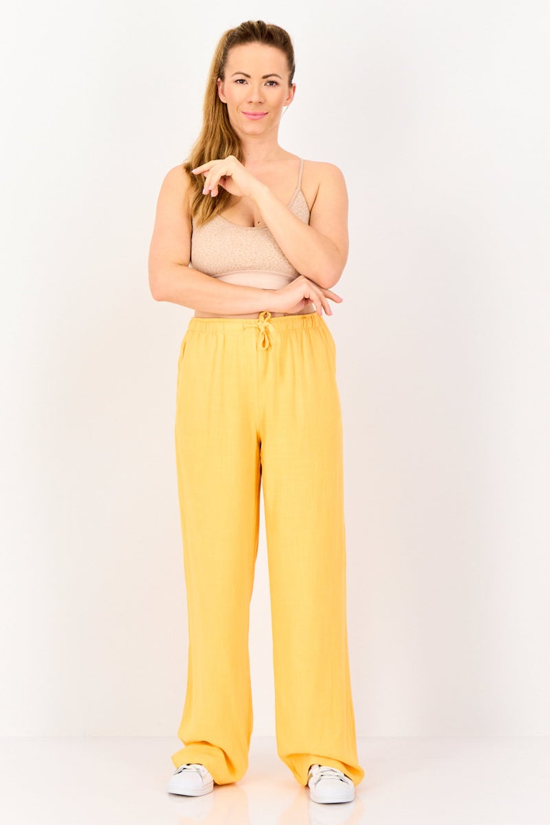 Don't Call Me Jennyfer Women Regular Fit Heather Wide Leg Pants, Orange - Image 4