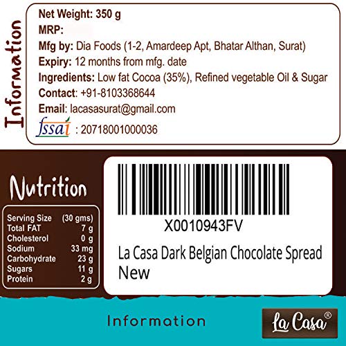 La Casa Vegan Dark Chocolate Spread | 35% Cocoa | All Natural Ganache | No Colors/Essence/Preservatives Used | 350 GMS | - Image 4
