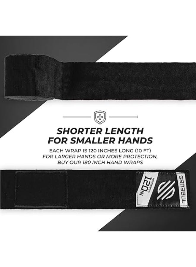 Sanabul  Elastic 120 Inch Boxing Hand Wraps | Kickboxing Handwraps For Boxing Gloves For Men, Women, And Kids | Muay Thai Mma Hand Wraps | Black - Image 2