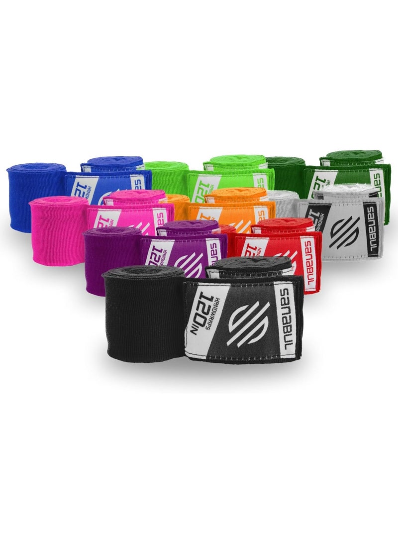 Sanabul  Elastic 120 Inch Boxing Hand Wraps | Kickboxing Handwraps For Boxing Gloves For Men, Women, And Kids | Muay Thai Mma Hand Wraps | Black - Image 1