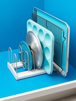 Dhadh 6Slot Lid Holder Bamboo Pot Lid Holder Organizer for Storage in Cabinets or Kitchen Countertops and Cupboards - Image 4