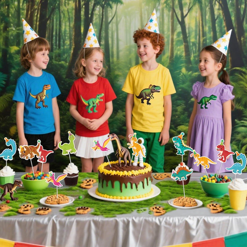 Machomby 40Pcs Dinosaur Cupcake Toppers, Cute Tyrannosaurus Rex Triceratops Cupcake Picks Dinosaur Cake Topper Picks for Kids Birthday Baby Shower Dino Party Cake Toppers Decorations - Image 5