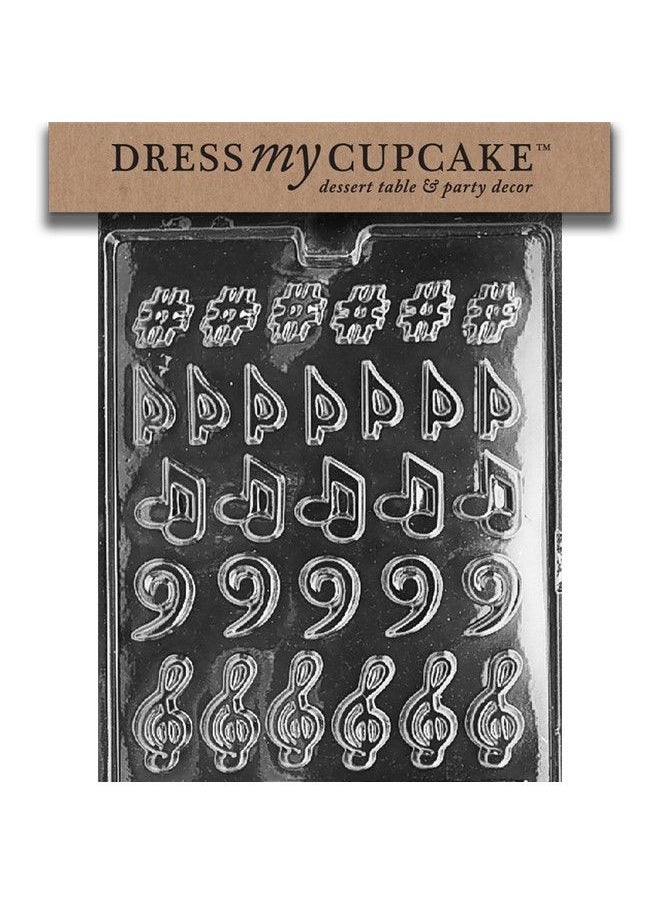 Dress My Cupcake Musical Cliff Notes Sharp Trebel Base Clef Chocolate Mold J006  - Image 1