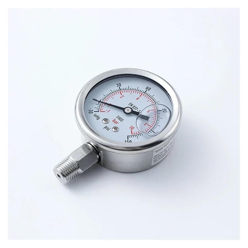 1 4 NPT مقياس ضغط مملوء بالجلسرين 1 10 بار مقياس ضغط مزدوج التدريج اختبار ضغط - Image 1