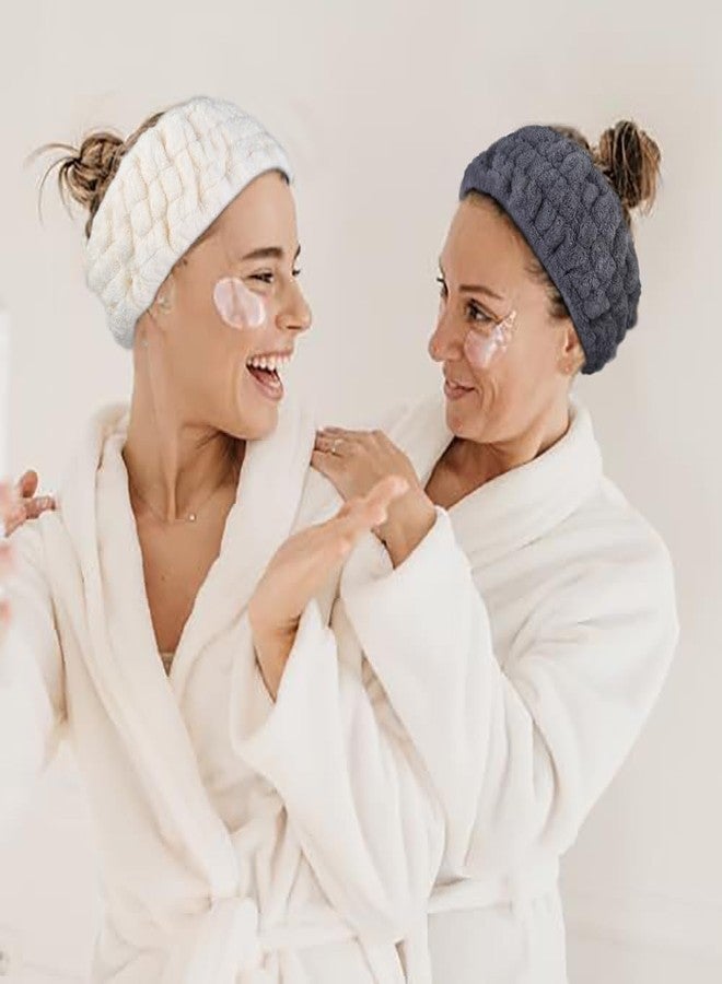 هواتشي طقم هواتشي مكون من 3 قطع من عصابات الرأس المصنوعة من الألياف الدقيقة لغسل الوجه، وعصابات رأس للعناية بالبشرة والمكياج، مناسبة للنساء والفتيات، لغسل الوجه، وربطات الشعر، وعصابات الرأس للاستحمام، وإكسسوارات الشعر. - Image 4