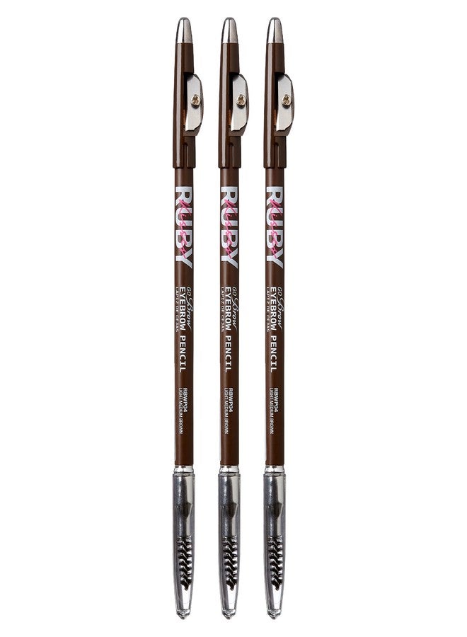 Ruby Kisses GoBrow Eyebrow Pencil, Sharpenable, Longwear, Long Lasting Eyebrow Wooden Pencil for Natural-Looking Brows 3 PACK (Medium Brown) - Image 1