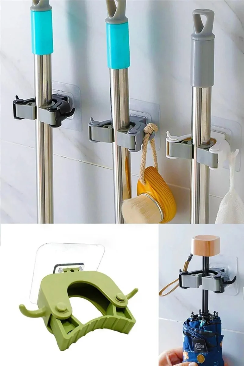 Tineke Mop Broom Brush and Mop Hanger Handle Holder Kitchen Bathroom Hanger 2 Pieces