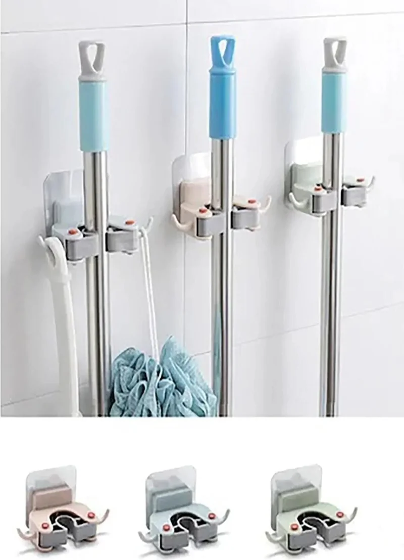 Tineke Mop Broom Brush and Mop Hanger Handle Holder Kitchen Bathroom Hanger 2 Pieces