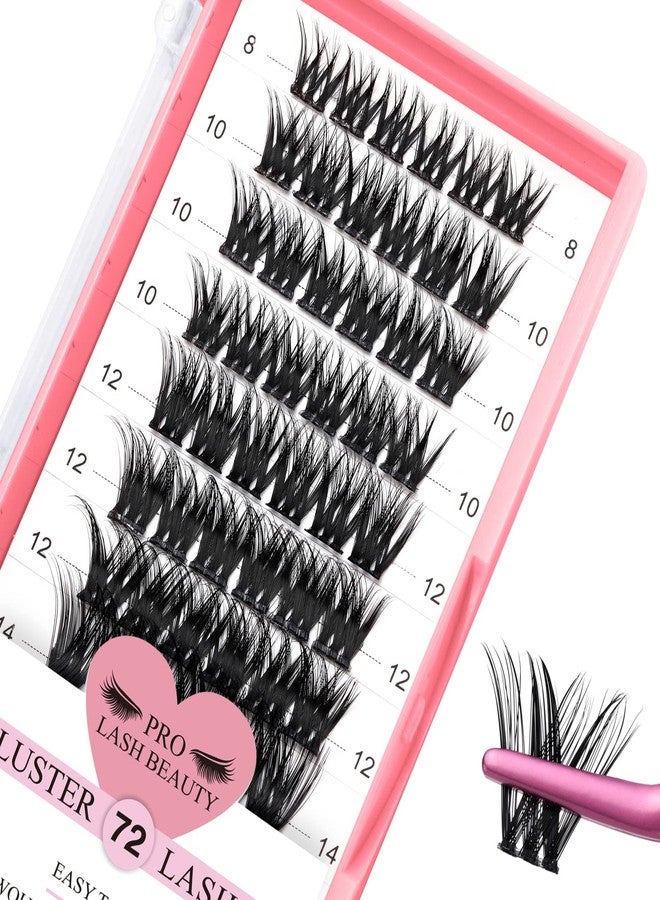 PRO LASHBEAUTY Lash Clusters, 72 Pcs Colored Individual Cluster Lashes DIY Lash Extension 18mm Eyelash Clusters Volume Wispy Lashes Super Thin Band Reusable Soft & Comfortable(Natural-D-18mm) - Image 1