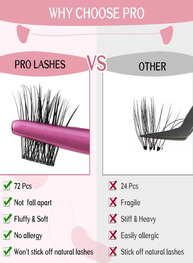 PRO LASHBEAUTY Lash Clusters, 72 Pcs Colored Individual Cluster Lashes DIY Lash Extension 18mm Eyelash Clusters Volume Wispy Lashes Super Thin Band Reusable Soft & Comfortable(Natural-D-18mm) - Image 4